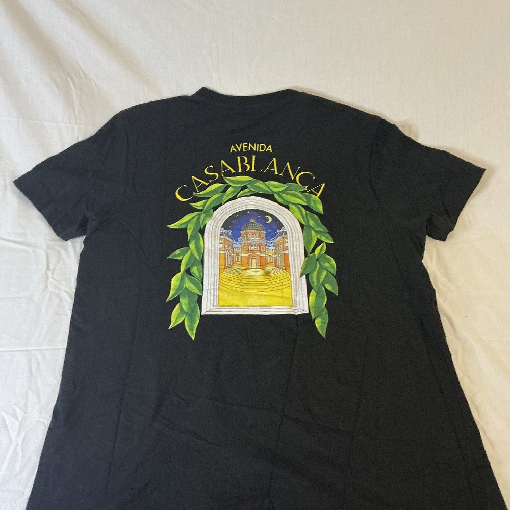 Used Designer Casablanca Avenida Mens XXL Black T-Shirt
